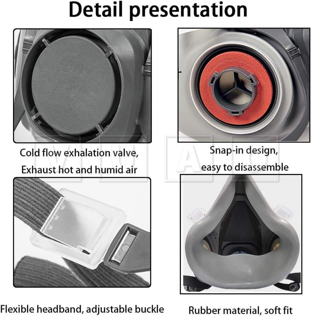 Kit Respirador Reutilizable de Media Cara FD410 6200 Vuao Safety, + Filtro para gases TSP