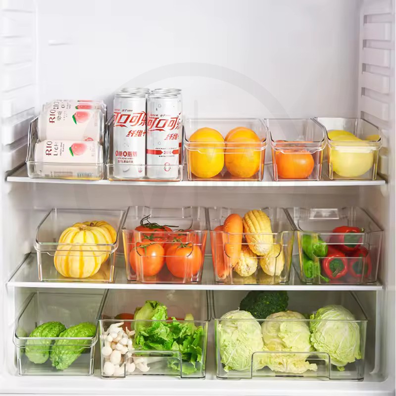 Organizador Bin transparente Almacenamiento de alimentos Refrigerador