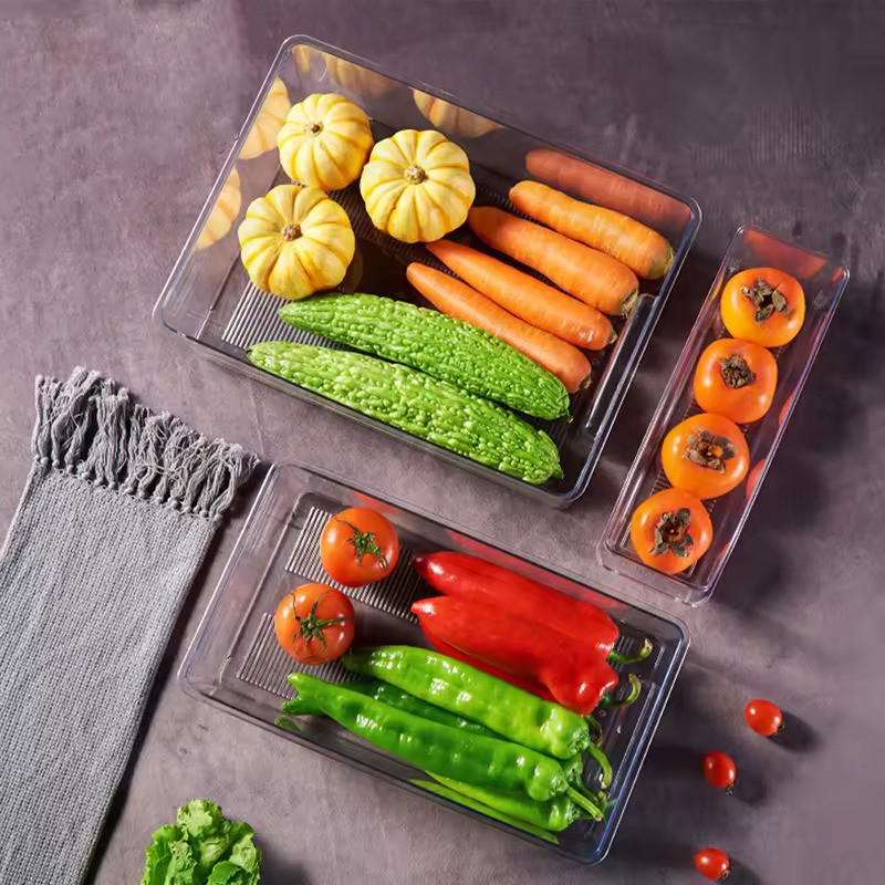 Organizador Bin transparente Almacenamiento de alimentos Refrigerador