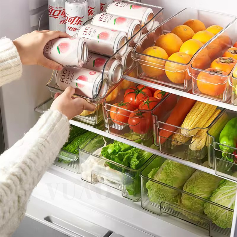 Organizador Bin transparente Almacenamiento de alimentos Refrigerador