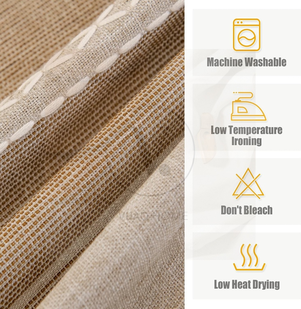 Vuao Manteles de lino para mesas, con textura, impermeable, a rayas, con borlas