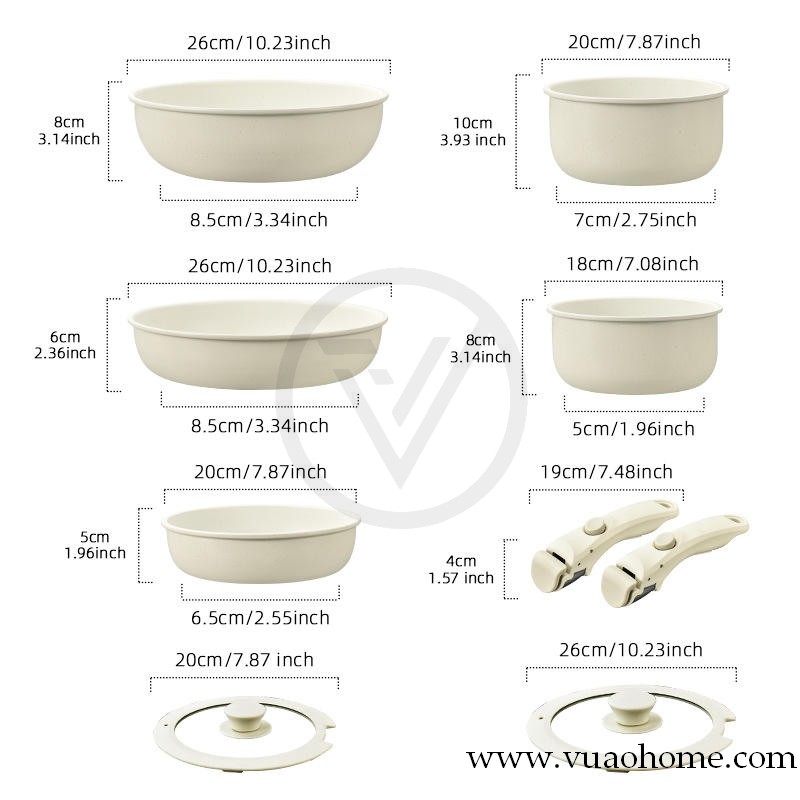 Juego de utensilios de cocina de aluminio antiadherente de 9 piezas