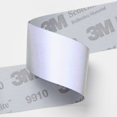 3M Scotchlite Tela Reflectiva Industrial, 9910, Plateada, 50.8 mm x 100 m, 6 Rollos/Caja