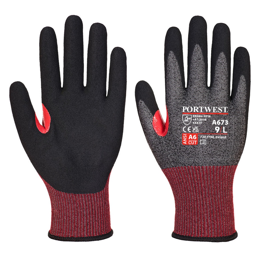 Portwest A673 Guante CT200 AHR18 de Nitrilo esponjoso resistente al corte
