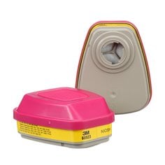 Cartucho/Filtro Mixto para Vapores Orgánicos, Gases Ácidos y Partículas 3M 60923, Magenta/Amarillo, P100