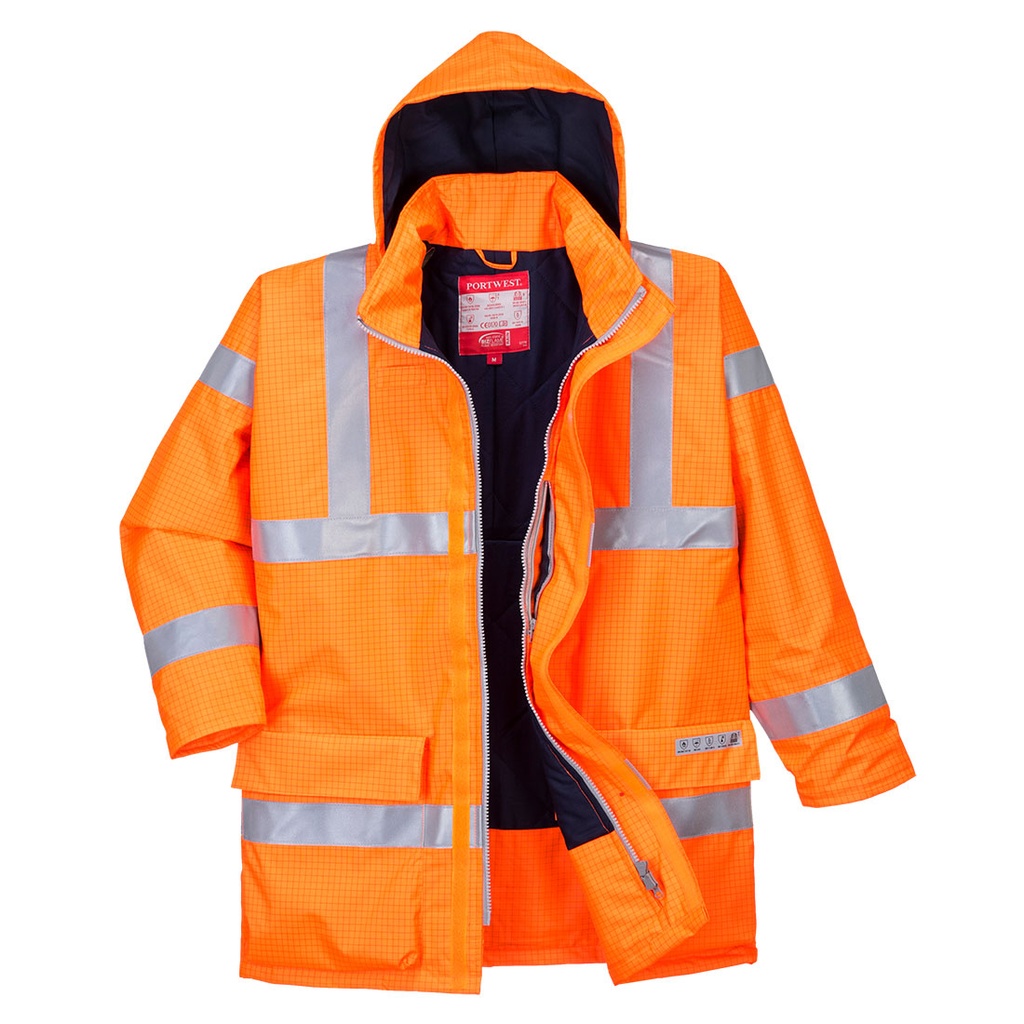 Portwest S778 Parka de alta visibilidad, ignífuga y antiestática Bizflame Rain