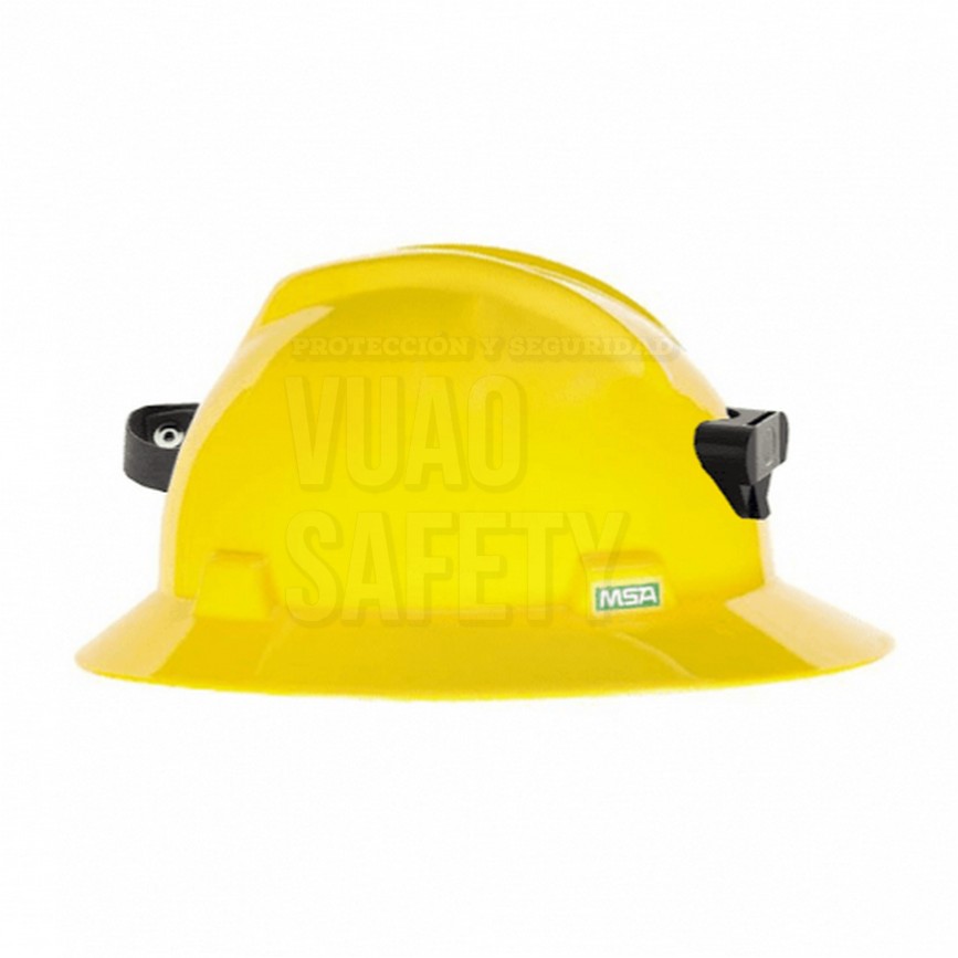 MSA Casco Modelo V-Gard Tipo Sombrero Con Suspension Fas-Trac III Y Porta Lampara 