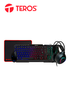 Combo Teros TE-4063N, Teclado Multimedia, Mouse, Headset, Mouse Pad.