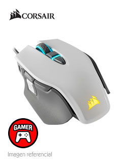 Mouse óptico Corsair M65 RGB Elite FPS Gaming, 18 000 dpi, USB, 9 botones, blanco.
