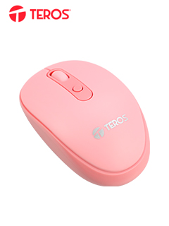 Mouse óptico inalámbrico Teros TE5075R, color Rosado, 1600 dpi, receptor USB.