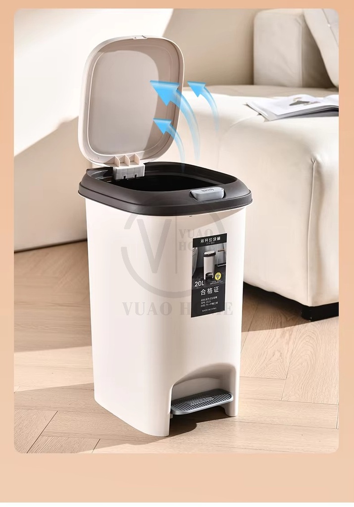 Cubo de basura de Pedal doble abierto