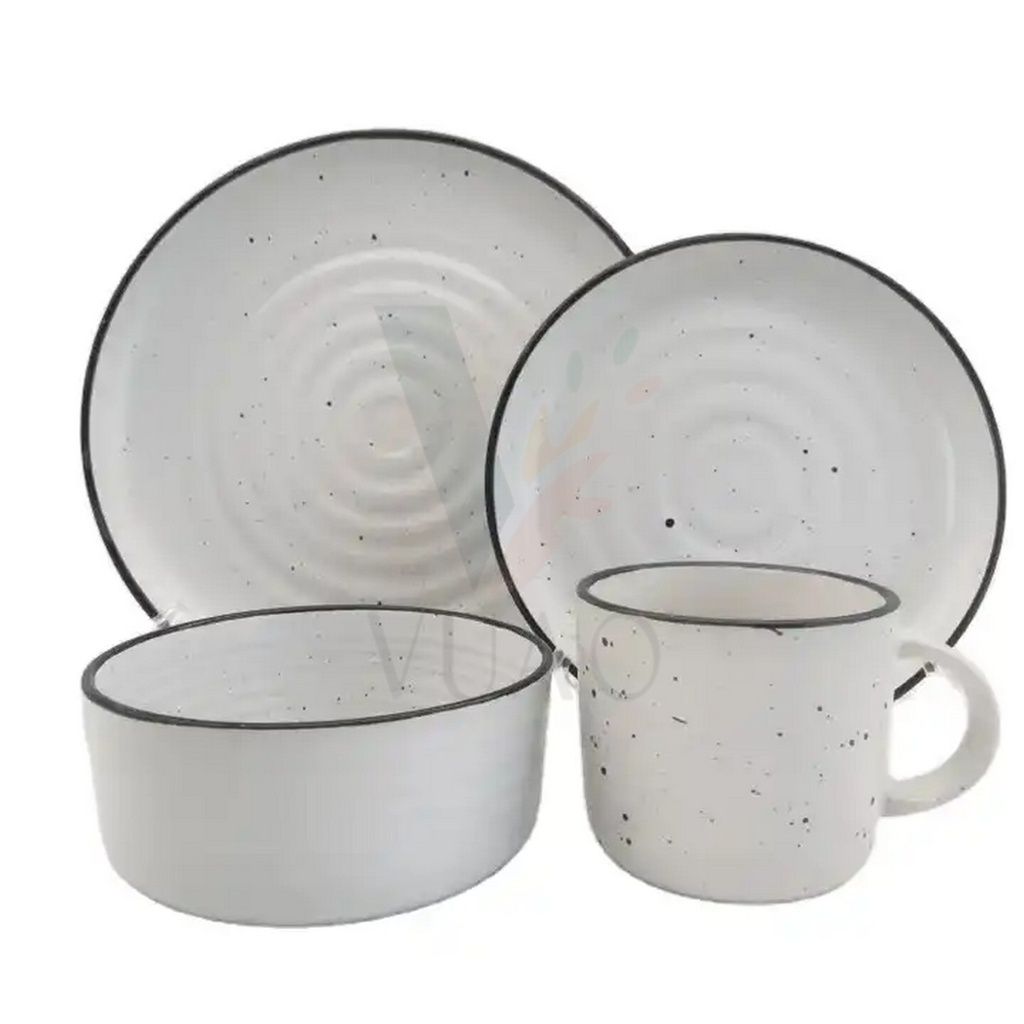 Juego de vajilla, para 4 personas, rústico, 16 piezas