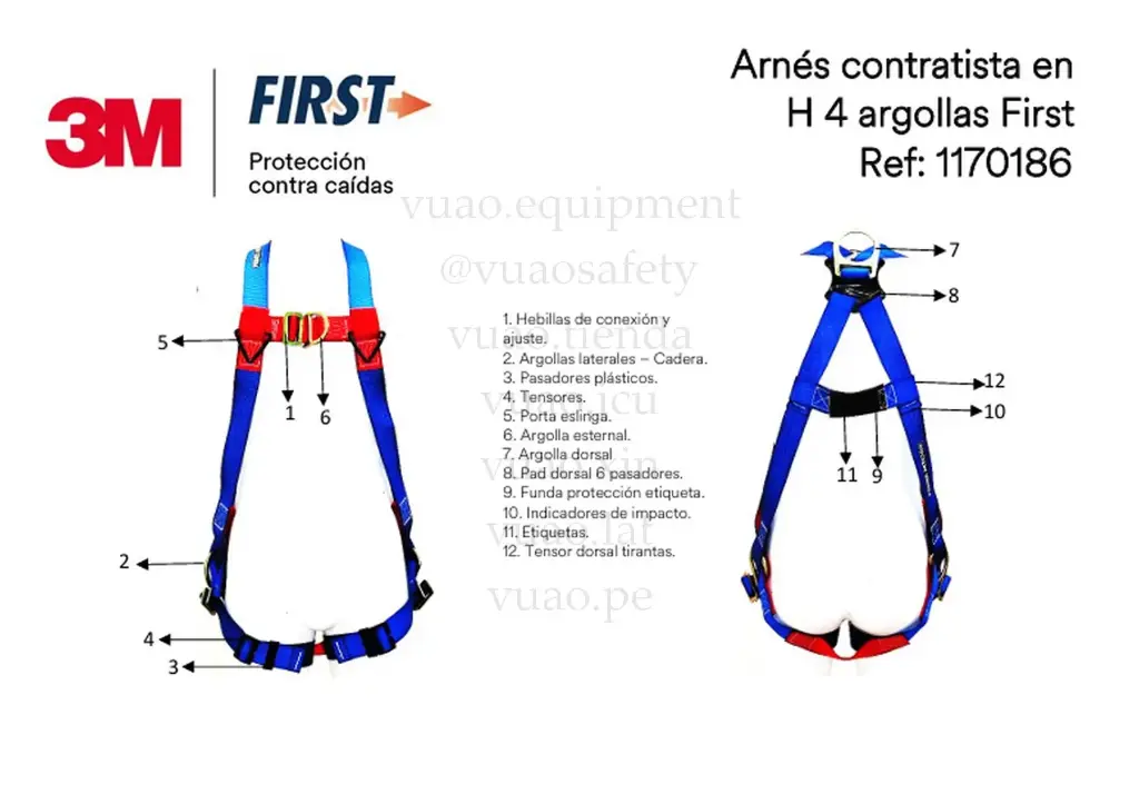 Arnés contratista en H 4 argollas 1170186 3M First
