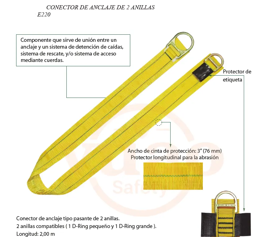 Conector de anclaje de 2 anillas E220 Hauk