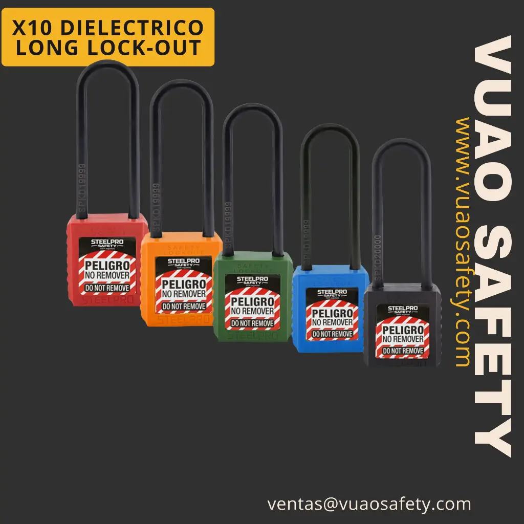 Candado X10 dieléctrico long🔒 Lock-out - Steelpro (Azul)