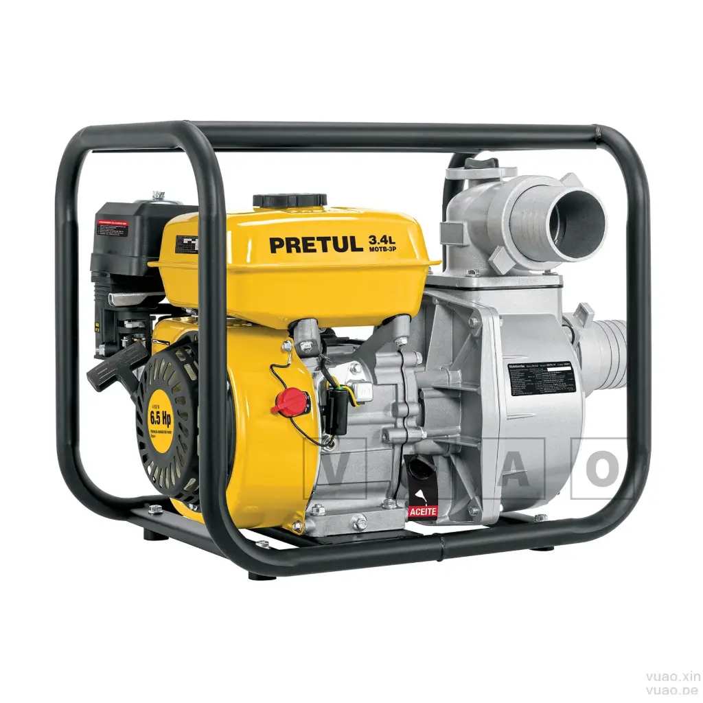 [VU26063] Motobomba autocebante 3"x3", gas. 6-1/2HP, agrícola, PRETUL