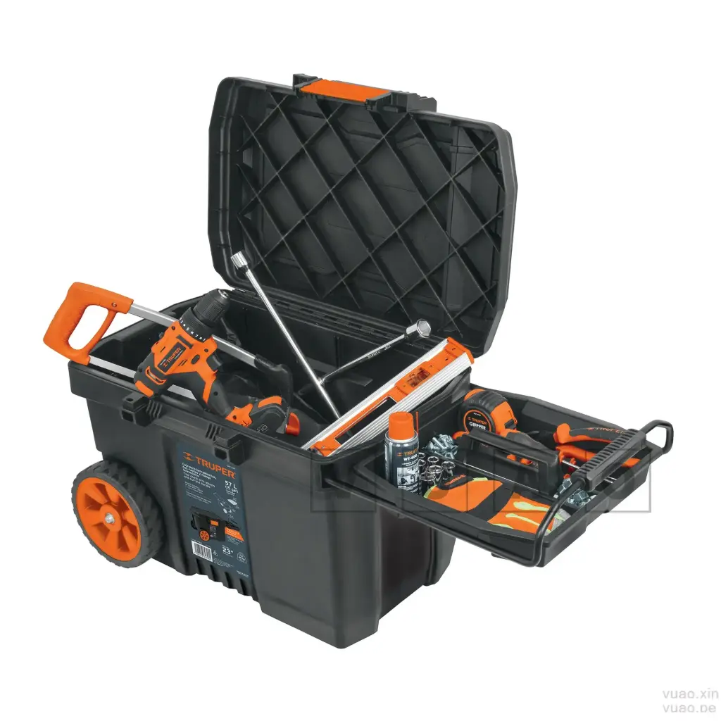 Caja para herramienta de 23" con ruedas y mango telescópico CHP-23R, Truper