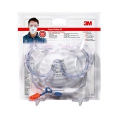 3M Kit de seguridad del proyecto 93005-80030, 1 respirador/ 1 tapón para los oídos y 1 gafas de seguridad/Paquete