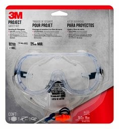 3M Kit de seguridad del proyecto 93005-80030, 1 respirador/ 1 tapón para los oídos y 1 gafas de seguridad/Paquete