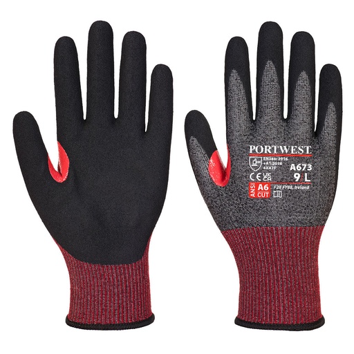 Portwest A673 Guante CT200 AHR18 de Nitrilo esponjoso resistente al corte