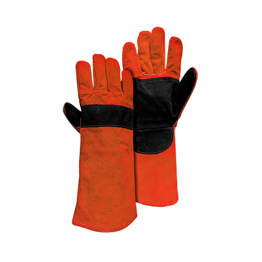 Guante cuero soldador naranjo negro, Steelpro