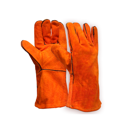 Guante cuero soldador naranjo, Steelpro
