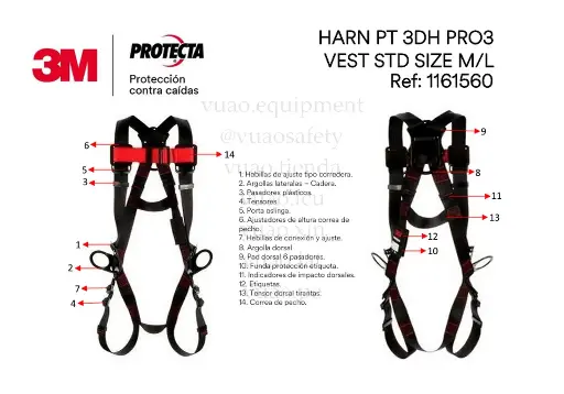 [3M1161560] 3M Protecta Arnés de Posicionamiento Estilo Chaleco 1161560, Negro