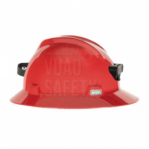 MSA Casco Modelo V-Gard Tipo Sombrero Con Suspension Fas-Trac III Y Porta Lampara 