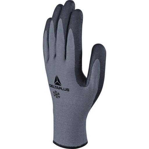 Delta Plus VE728 Black, Grey Acrylic, Polyester (Liner) Thermal Work Gloves, Size 8, Nitrile Coating