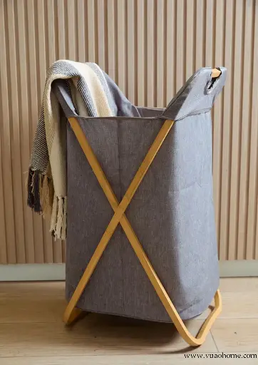 Vuao Cesta plegable Tela con Base de Madera