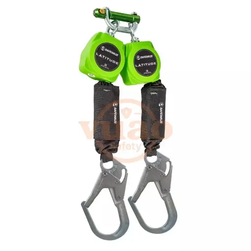 [VO-0195054] Linea de vida Autorretráctil 019-5054 Latitude 6' Dual Web SRL-P: 9013 BWB, Ganchos de barra de refuerzo SAFEWAZE